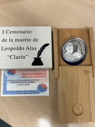 Moneda 2000 pesetas Plata Leopoldo Alas Clarín