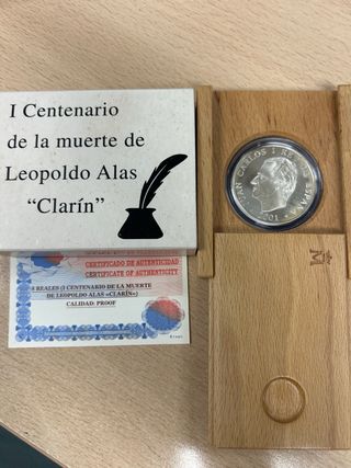 Moneda 2000 pesetas Plata Leopoldo Alas Clarín
