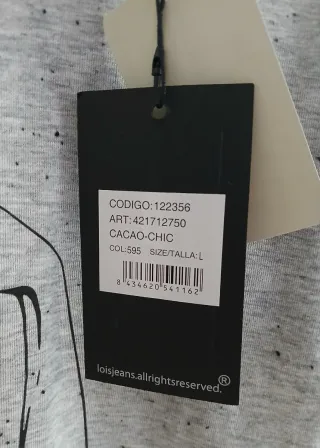 Nuevo LOIS Camiseta gris Talla L