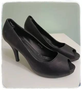 Zapatos tacón peep toe negros talla 40