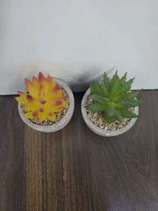 Lote 2 Cactus Plástico Maceta Gris