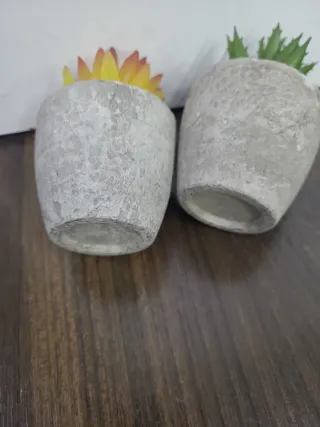 Lote 2 Cactus Plástico Maceta Gris