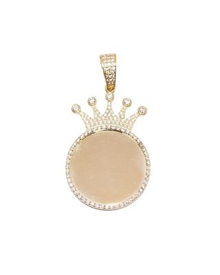 COLGANTE CHAPA REDONDO CORONA CIRCONITAS. Oro 18k.