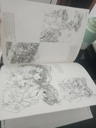 Libro de ilustraciones Manga a color.