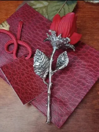 Rosa Ceramica Stelo Argento Rodiato