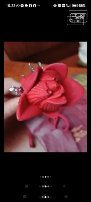 Rosa Ceramica Stelo Argento Rodiato