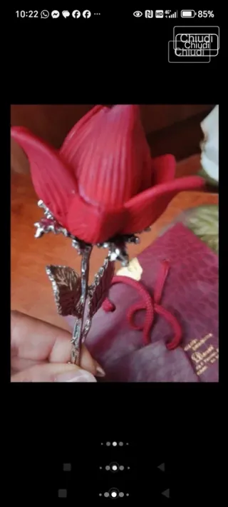 Rosa Ceramica Stelo Argento Rodiato