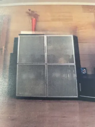 Mueble modular comedor madera y cristal