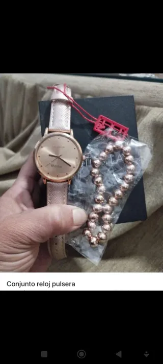 Conjunto reloj y pulsera oro rosa