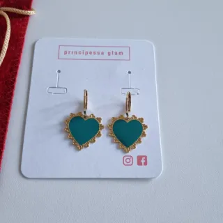 Orecchini Principessa Glam Cuore Oro Teal