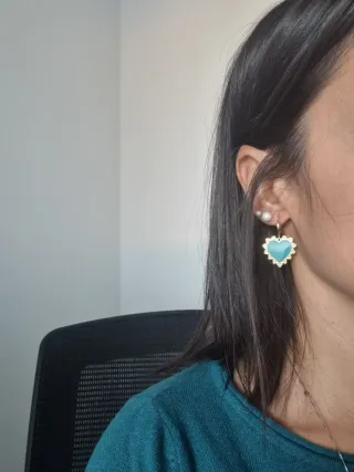 Orecchini Principessa Glam Cuore Oro Teal