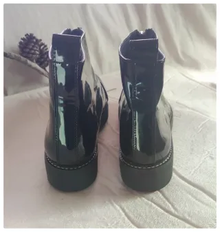 Botines charol Zara negros cremallera