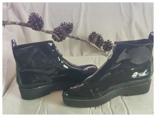 Botines charol Zara negros cremallera