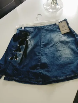 Falda vaquera con cordones talla 40