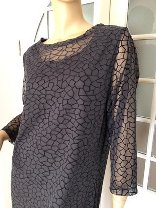 Vestido largo fiesta gris con brillo