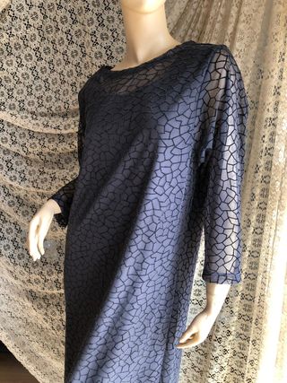 Vestido largo fiesta gris con brillo