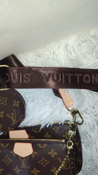 Borsa doppia marrone con tracolla e portamonete