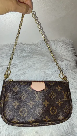 Borsa doppia marrone con tracolla e portamonete