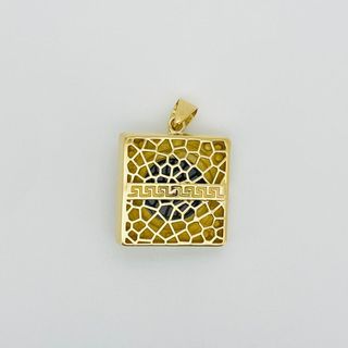 COLGANTE CUADRADO MEDUSA ONIX Y CIRCONITAS. Oro 18