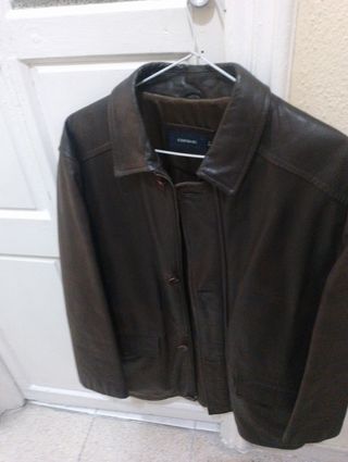 Chaqueton de piel marr chocolate hombre