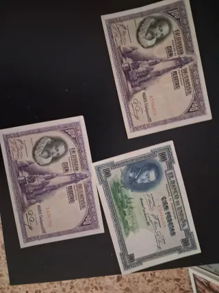 3 billetes de 100 pesetas antiguos, muy bonitos,