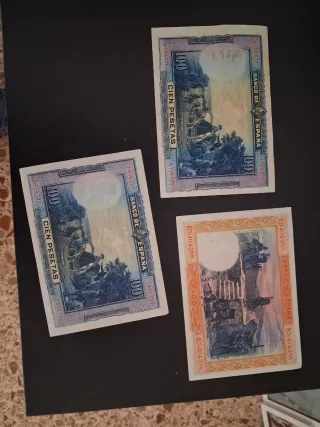 3 billetes de 100 pesetas antiguos, muy bonitos,