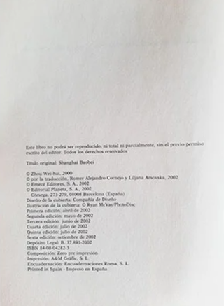 Shanghai Baby de Wei Hui - libro en español