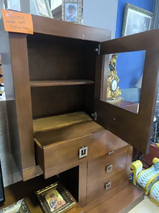 Mueble salón moderno madera y cristal