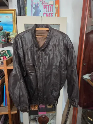 Chaqueta de cuero vintage marrón