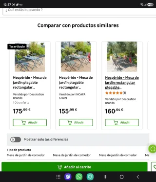 Mesa y 2 sillas plegables de acero