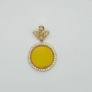 COLGANTE REDONDO CORONA CON CIRCONITAS. Oro 18k.