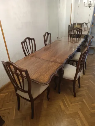 Mesa extensible nogal + 6 sillas