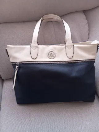 Bolso Piel Victorio & Lucchino Azul/Beige