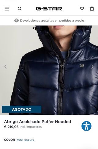 Chaqueta G-STAR Acolchada Hombre Azul