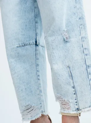 Jeans a vita alta effetto stone washed