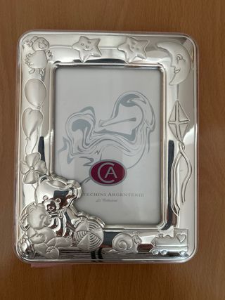 Marco de plata infantil con ositos,