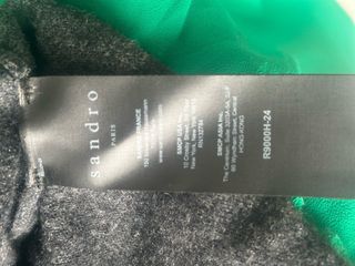 Vestido Sandro punto y tul gris turquesa