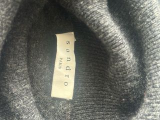 Vestido Sandro punto y tul gris turquesa