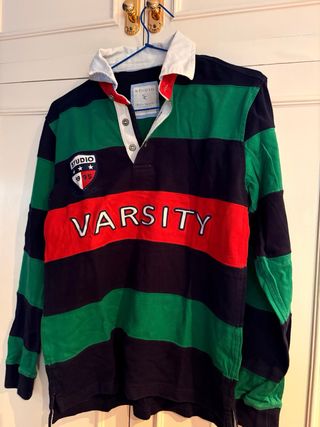 Polo Rugby Manga Larga Rayas Azul