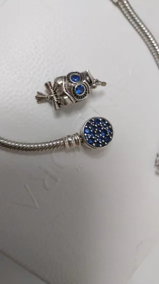 Pulsera Pandora con Charm Búho Azul 19 cm.