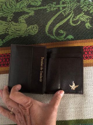 Billetera/tarjetera vintage piel marrón