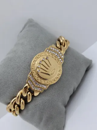 Pulsera Cubana con Corona y Circonitas