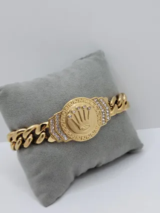 Pulsera Cubana con Corona y Circonitas