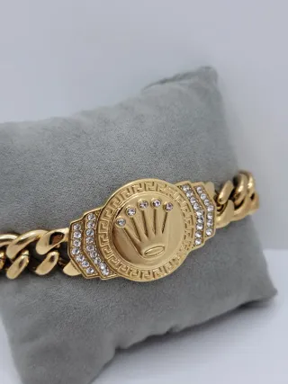 Pulsera Cubana con Corona y Circonitas