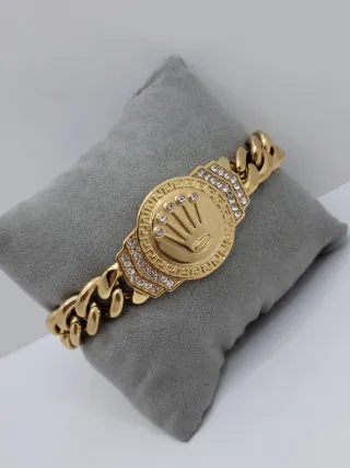 Pulsera Cubana con Corona y Circonitas