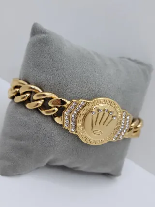 Pulsera Cubana con Corona y Circonitas