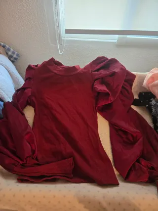 Blusa manga globo roja