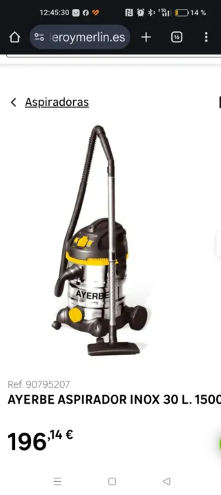 Aspirador Polvo y Líquido AYERBE INOX 30L