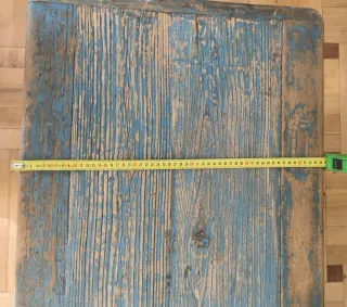 Mesa centro antigua francesa azul desgastado