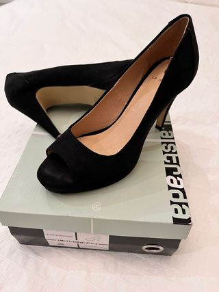 Zapatos negros tacón ante talla 39